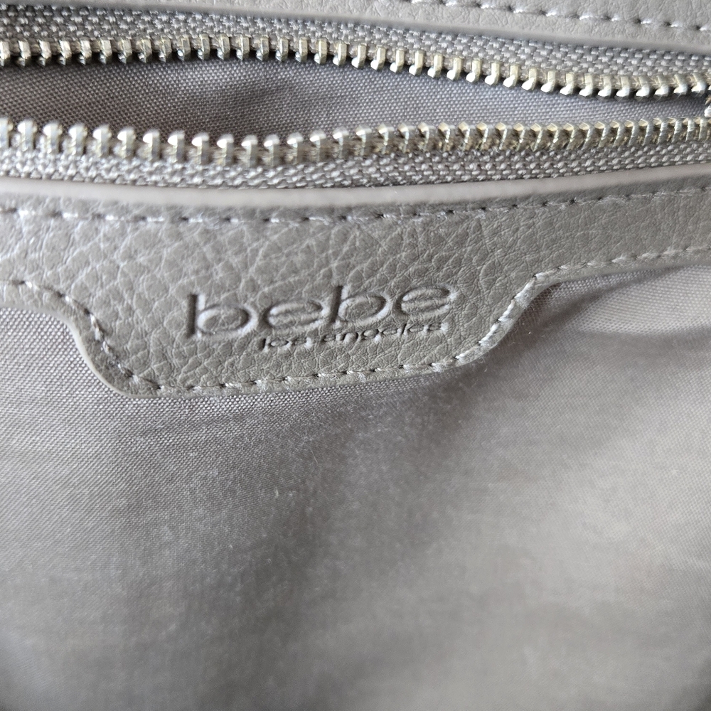Bebe Y2k Mini Backpack Gray Faux Leather Metal Studs Mini Bag Adjustable Studded - Picture 11 of 12
